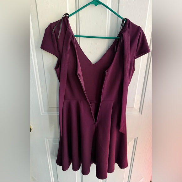 B.DARLIN Mini Dress Skater V-Neck Purple Size 5/6 - Picture 5 of 10
